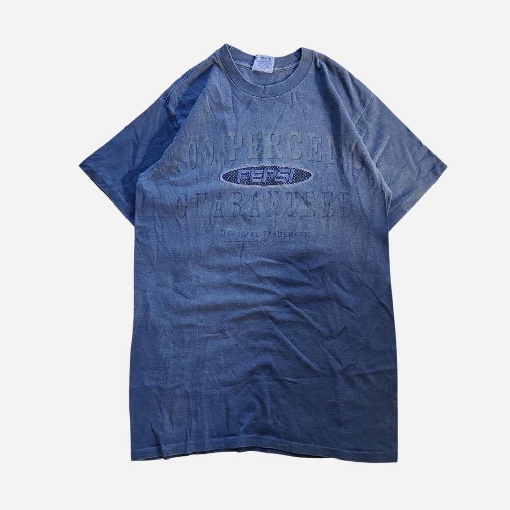 Vintage 90s Faded Pepsi Single Stitch T-shirt with '100 PERCENT PEPSI GUARANTEED
